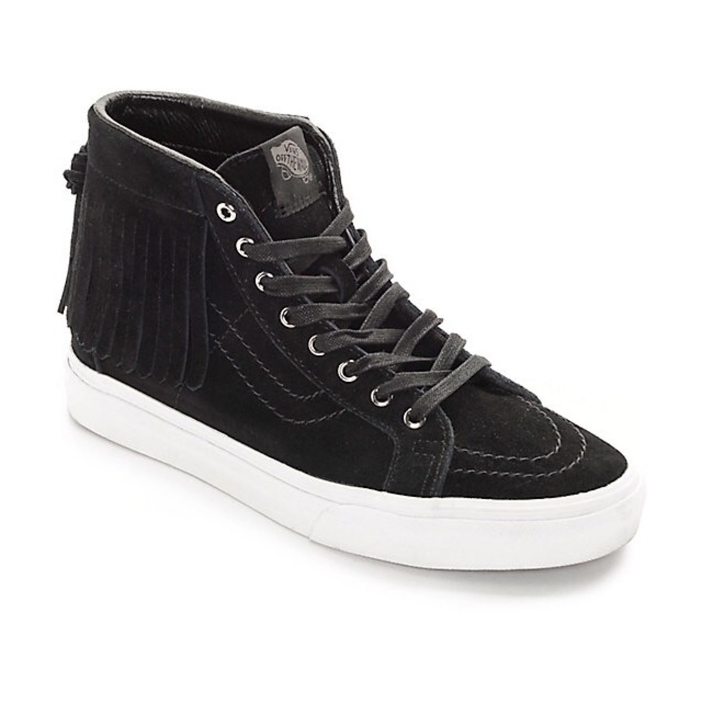Vans Sk8 Hi Black Suede Classic Fringe